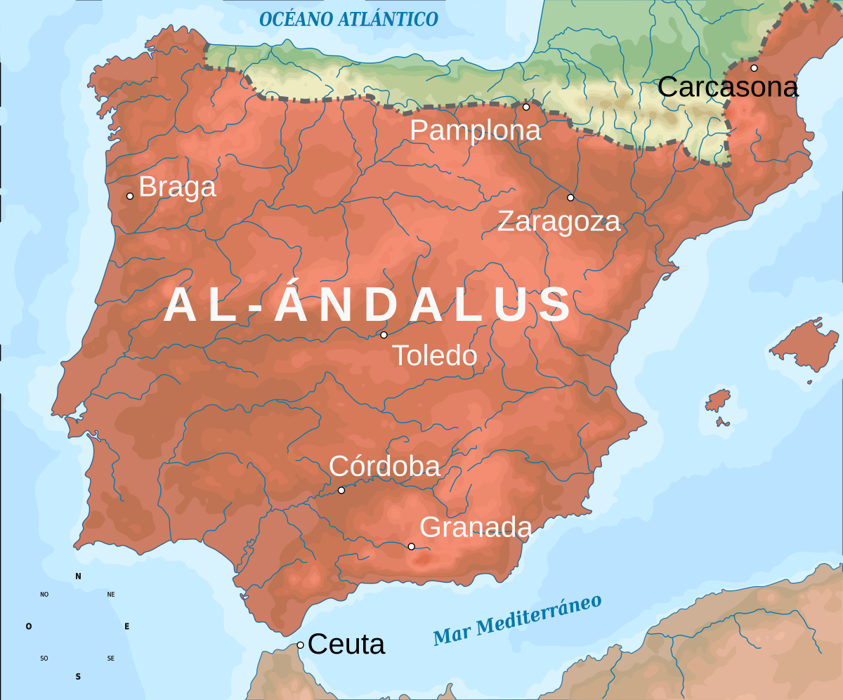 Teritorio regata de islamanoj dum sep cent jaroj, alidiritte Al-Andalus.